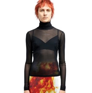 Turtle Neck Mesh Top